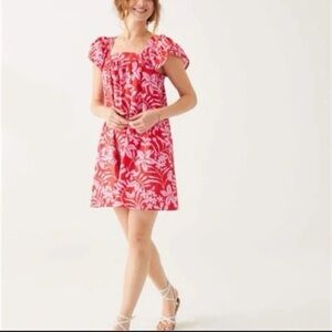 Voyageur by Mersea Women’s Capri Floral Dress Square Neck Flutter Sleeve Size L